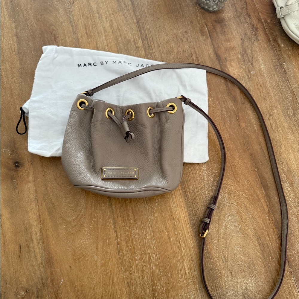 Marc Jacobs Taupe Crossbody Bag with Gold Accents